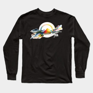 Rainbow Sunset over the Mountains - Beautiful Sunrise Long Sleeve T-Shirt